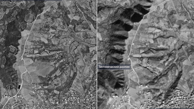 «Роскосмос» показал снимки разлома земли после землетрясения